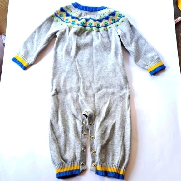 Baby Cat&Jack long sleeve jumper sleeper onesie fair isle 3-6 months 100% cotton - Picture 8 of 9